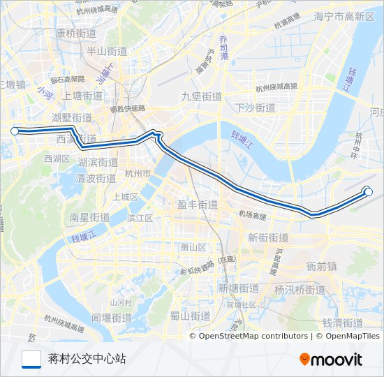 公交机场大巴蒋村路的线路图
