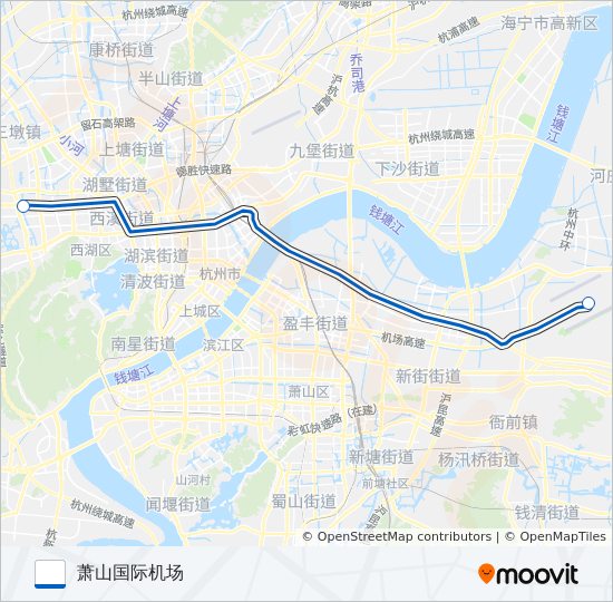机场大巴蒋村线 bus Line Map