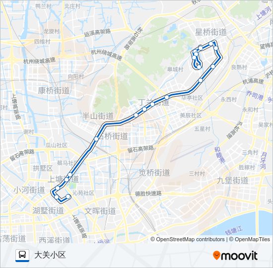 公交371高峰大站车路的线路图
