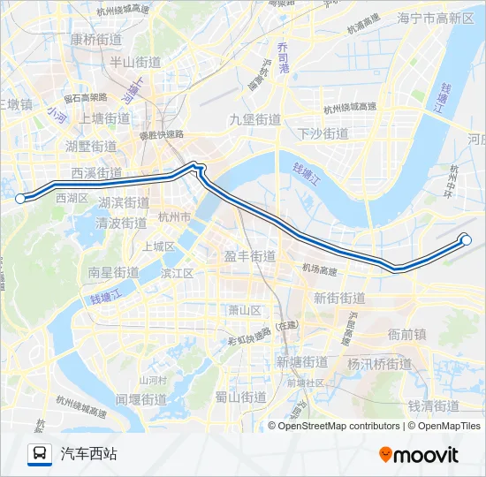 公交机场大巴汽车西站路的线路图