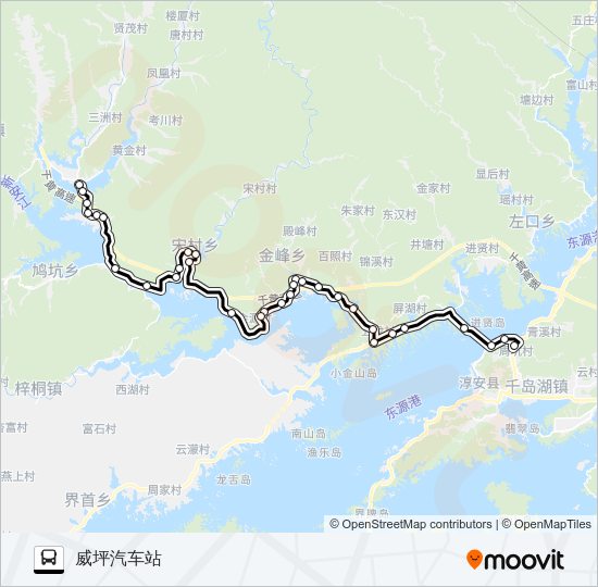 公交淳安-威坪路的线路图
