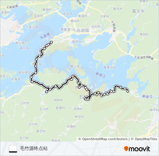 公交淳安-毛竹源路的线路图