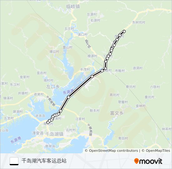 公交淳安-潭头方向路的线路图