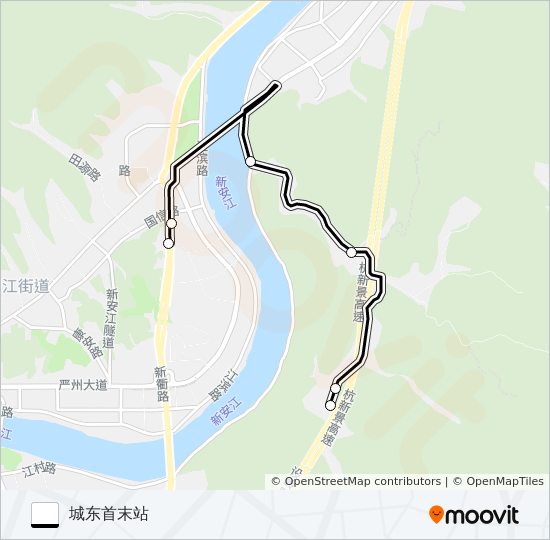 公交新安江-山河村路的线路图