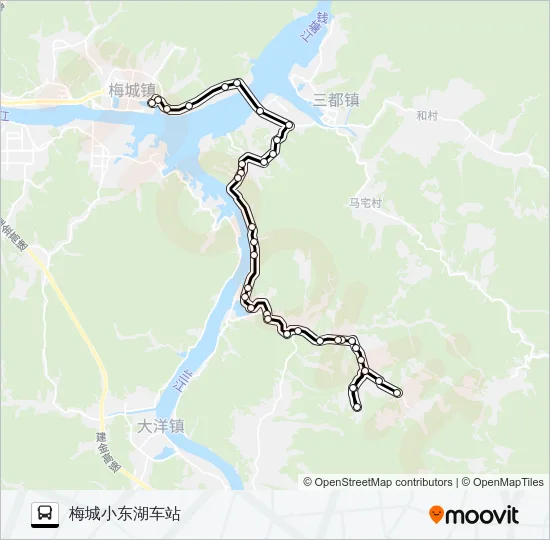 公交建德梅城-洋尾下程路的线路图