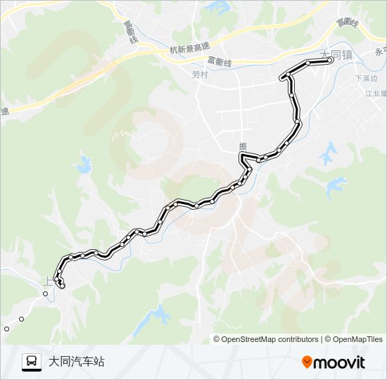公交建德大同-上马方向路的线路图
