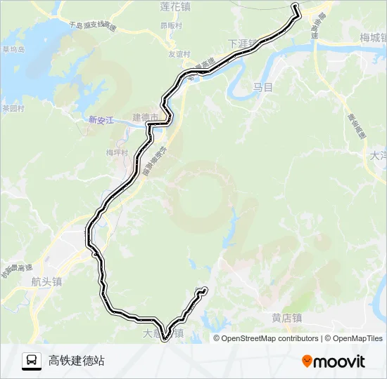 公交建德高铁站-新叶路的线路图