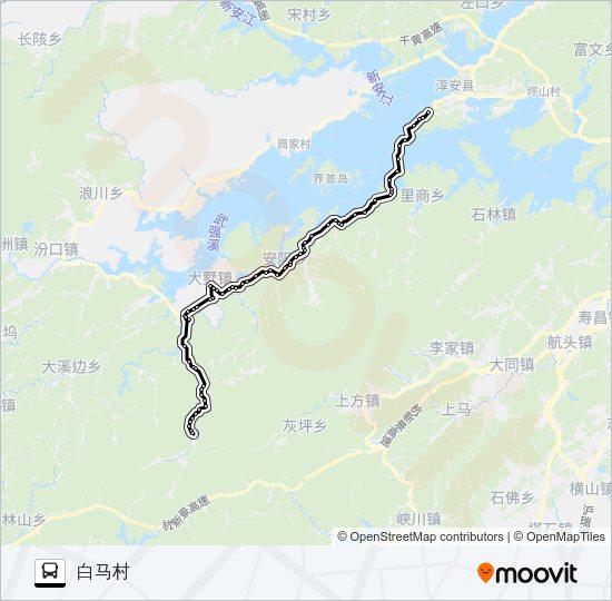公交淳安-白马方向路的线路图
