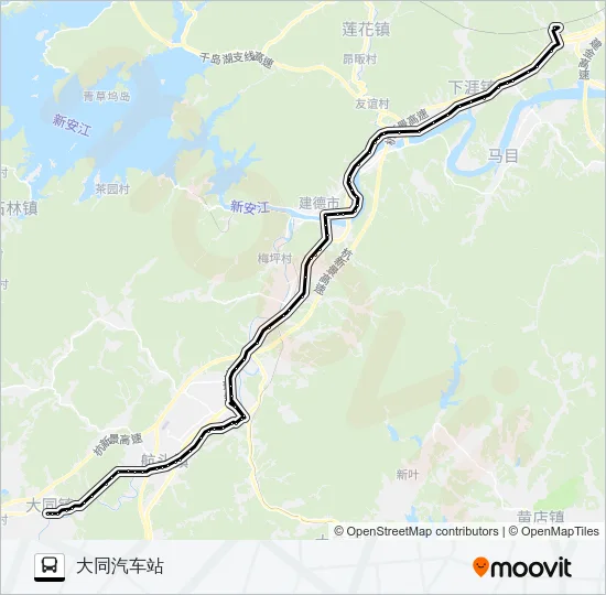 建德高铁站-大同 Bus Line Map