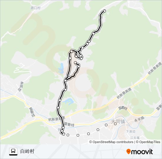 公交建德大同-白岭路的线路图