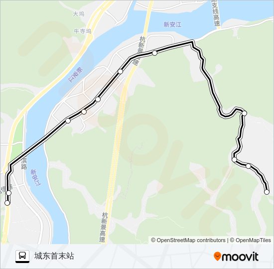 公交新安江-团结村路的线路图