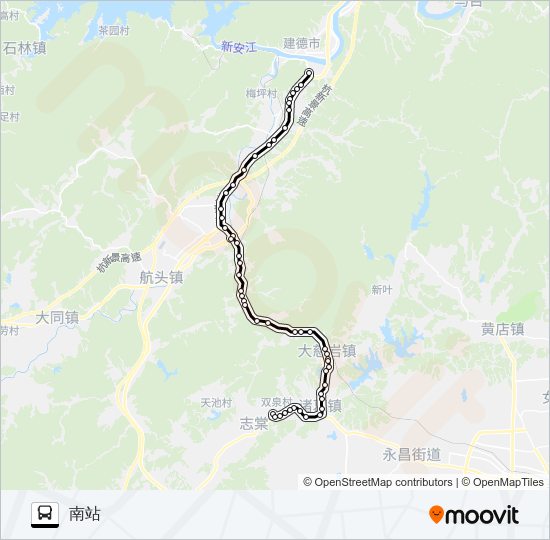 公交建德南站-里叶路的线路图