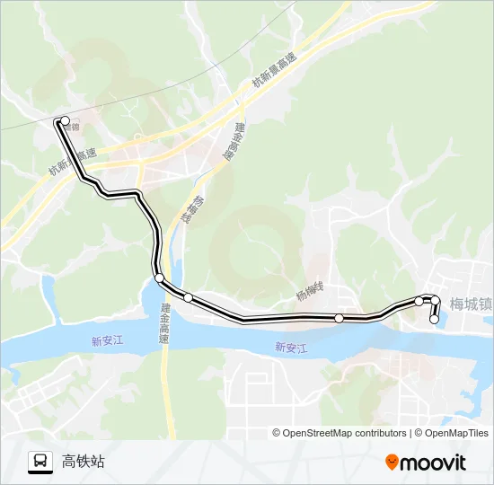 建德高铁站-梅城 Bus Line Map