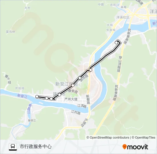 公交市行政服务中心免费车路的线路图