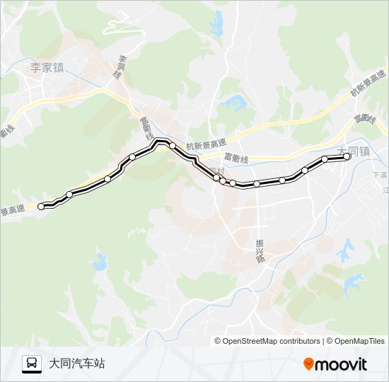 公交建德大同-管村桥-长林路的线路图