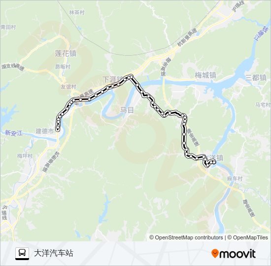 公交新安江-大洋路的线路图