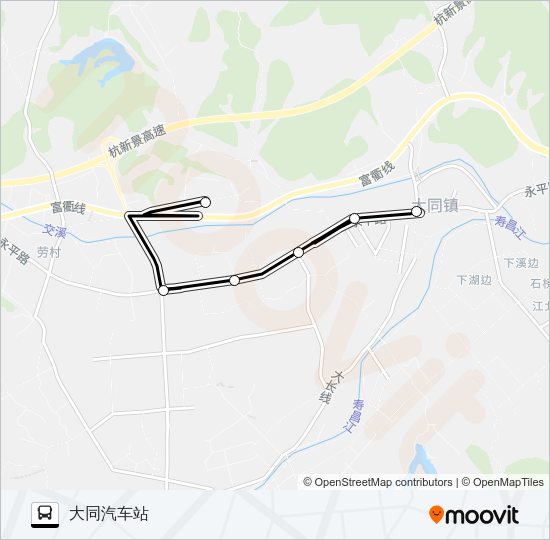 公交建德大同-黄家路的线路图