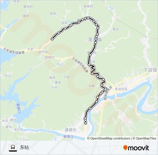 公交新安江-洋溪岭路的线路图