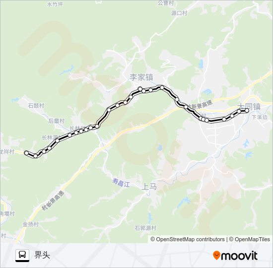 公交建德大同-长林路的线路图