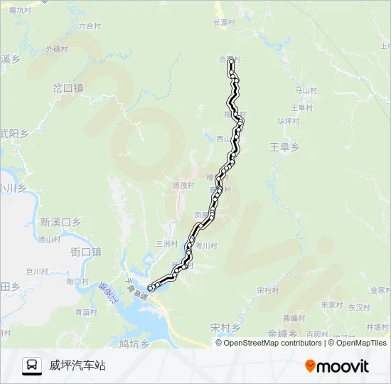 威坪-唐村方向 Bus Line Map