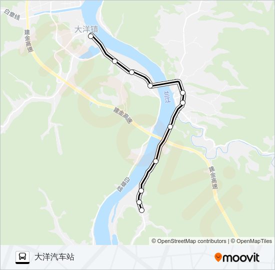 公交建德大洋-江东路的线路图