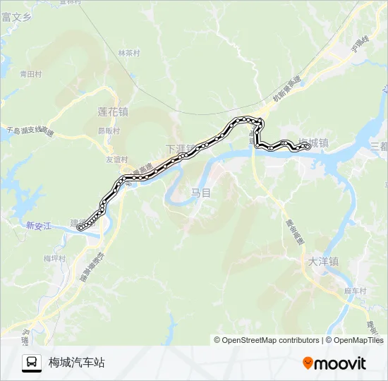 夜间 新安江-三都 Bus Line Map