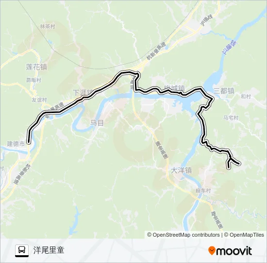 公交新安江-洋尾里童路的线路图