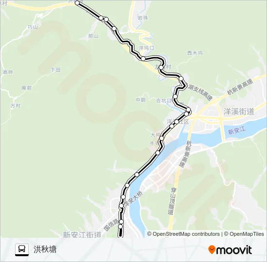 东站-洪秋塘 Bus Line Map
