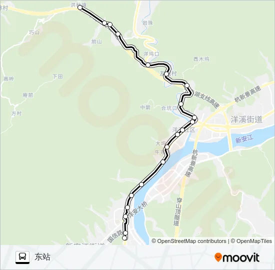 东站-洪秋塘 Bus Line Map