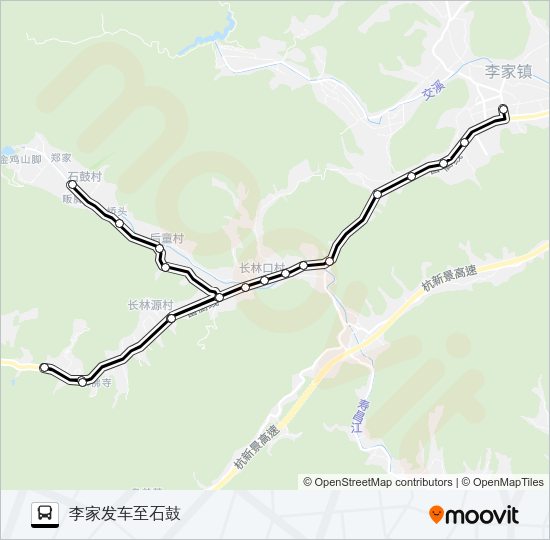公交李家-长林-石鼓路的线路图