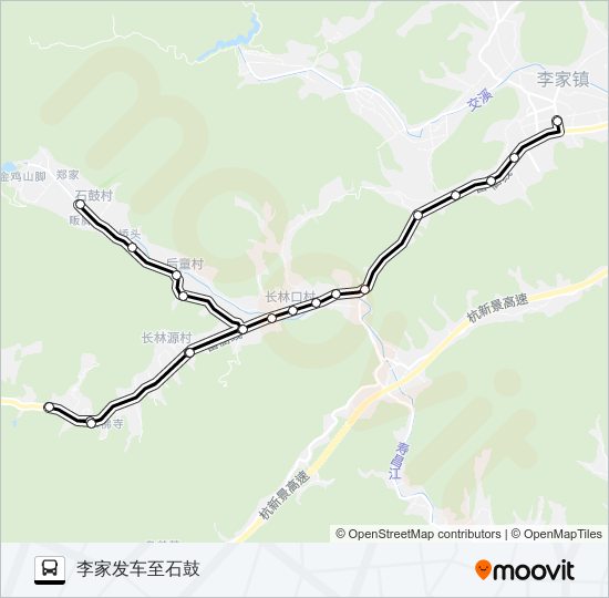 公交李家-长林-石鼓路的线路图