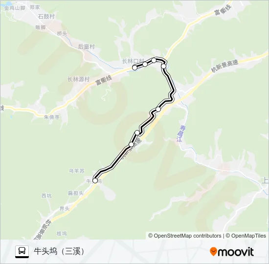 长林-牛头坞（三溪） Bus Line Map