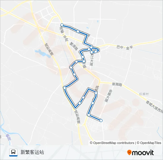 公交新繁1路的线路图