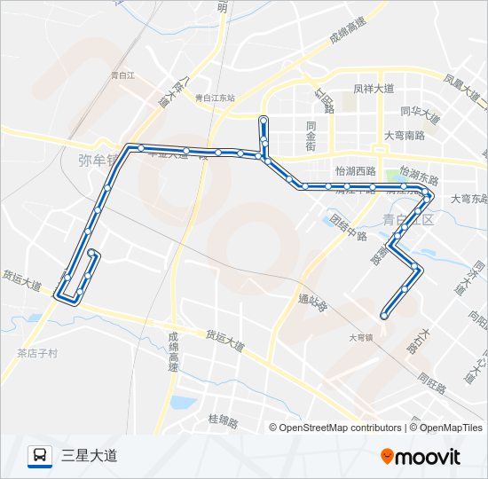 公交青白江1路的线路图