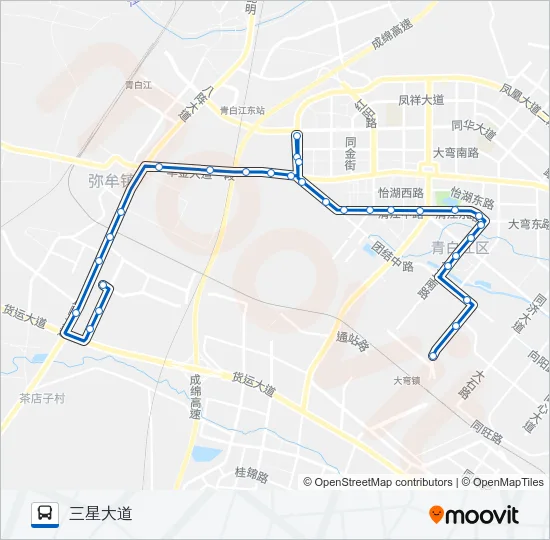 公交青白江1路的线路图