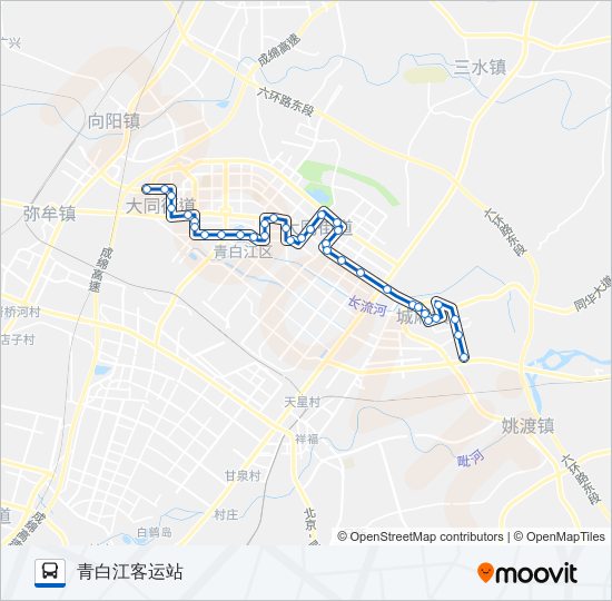 公交青白江2路的线路图