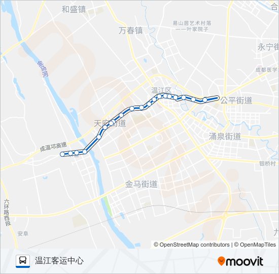 公交温江102路的线路图