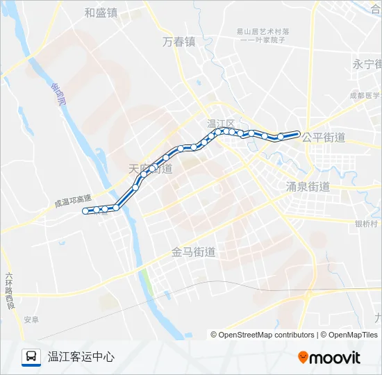 公交温江102路的线路图
