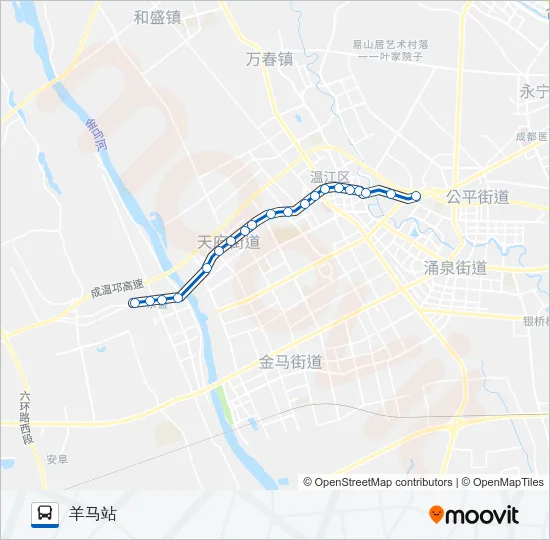 公交温江102路的线路图