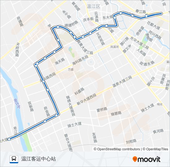 公交温江103路的线路图