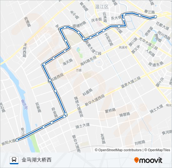 公交温江103路的线路图