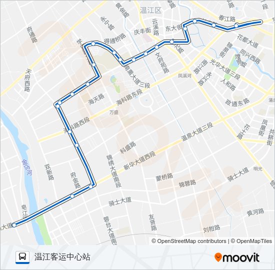 公交温江103路的线路图