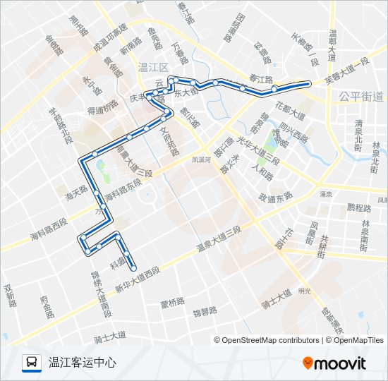 公交温江105路的线路图