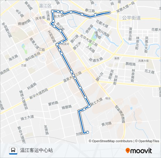 公交温江202路的线路图