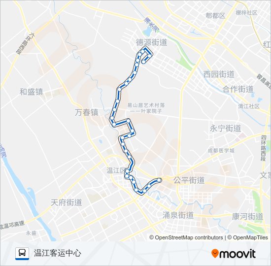 公交温江205路的线路图