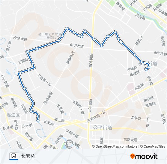 公交温江604路的线路图
