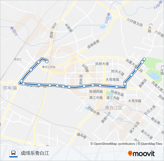 公交青白江10路的线路图