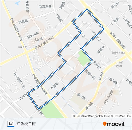 公交1034环线路的线路图