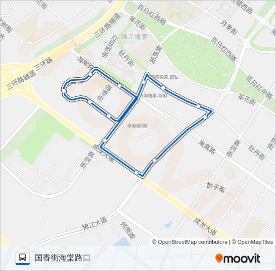 公交1053环线路的线路图