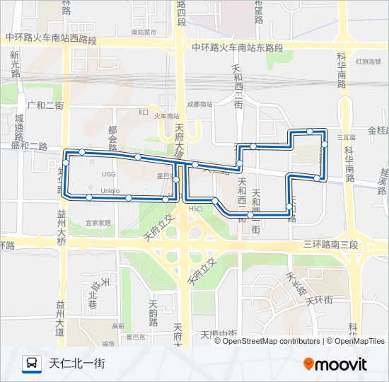 公交1074环线路的线路图